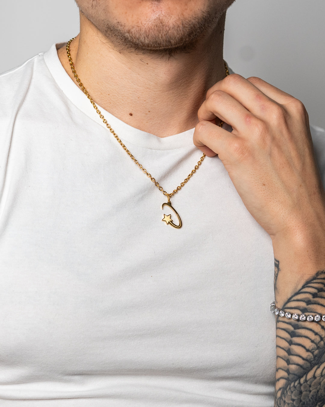 unshinebar-shooting-star-kette-gold-45cm-edelstahl image 6