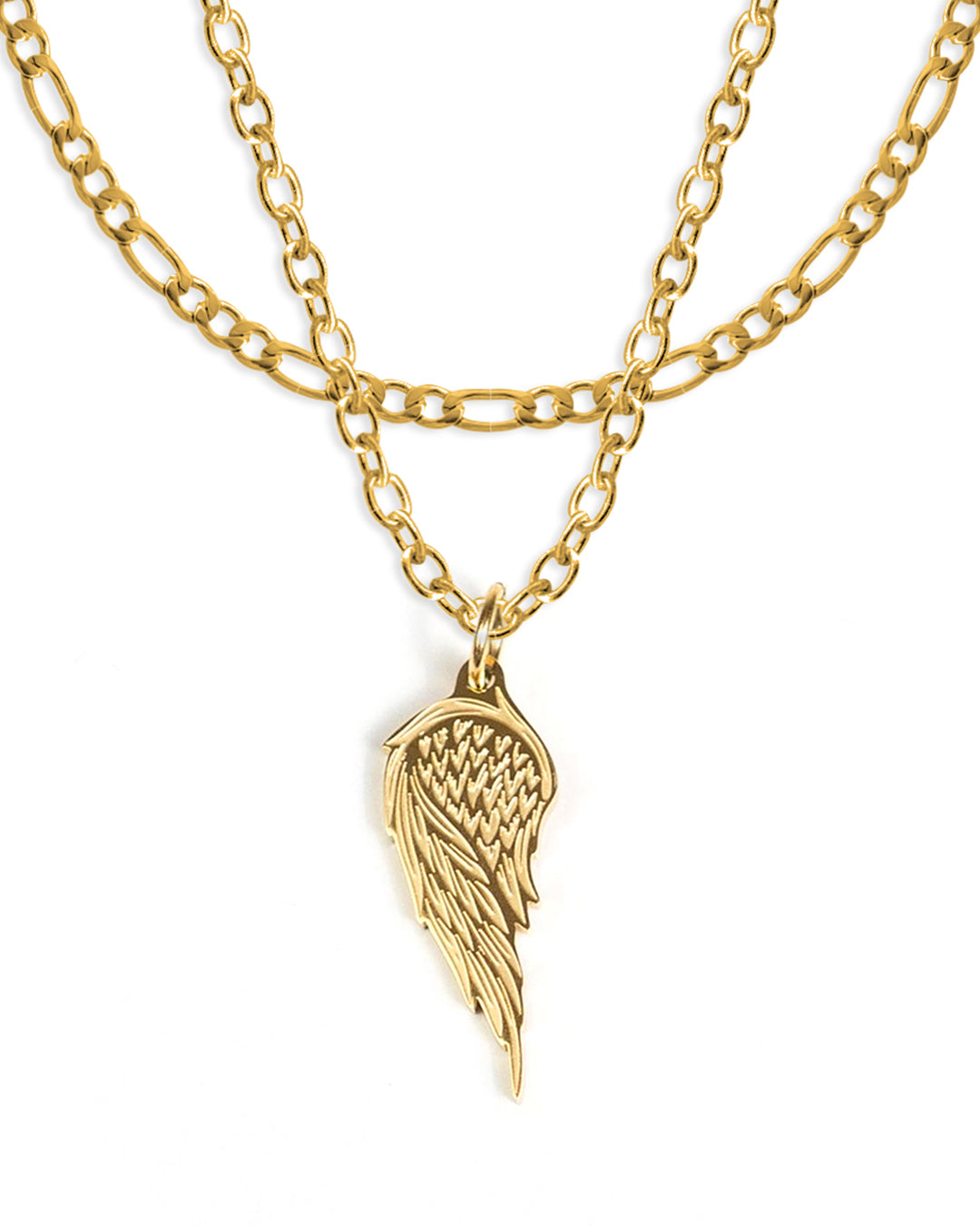 unshinebar-wing-set-gold-halskette-set-3-8mm-figaro-wasserfest image 1