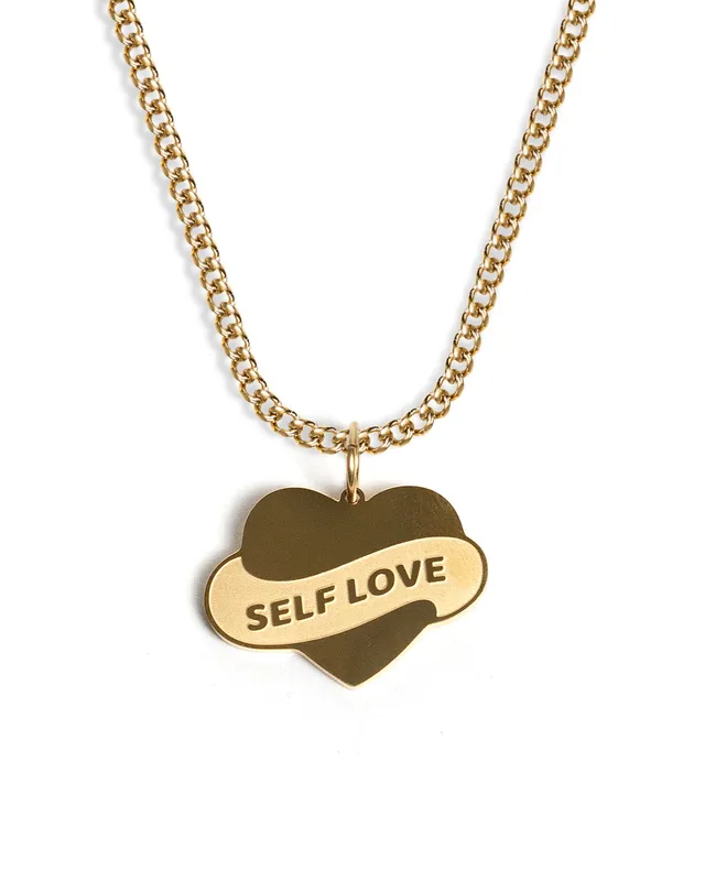 unshinebar-self-love-halskette-gold-schrift-edelstahl image 1