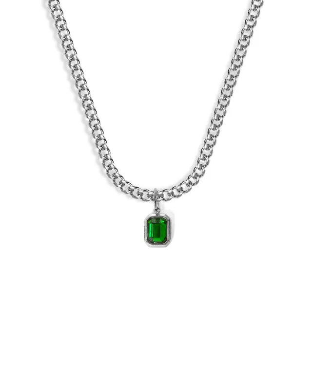 unshinebar-emerald-green-halskette-silber-45cm-zirkonia image 1