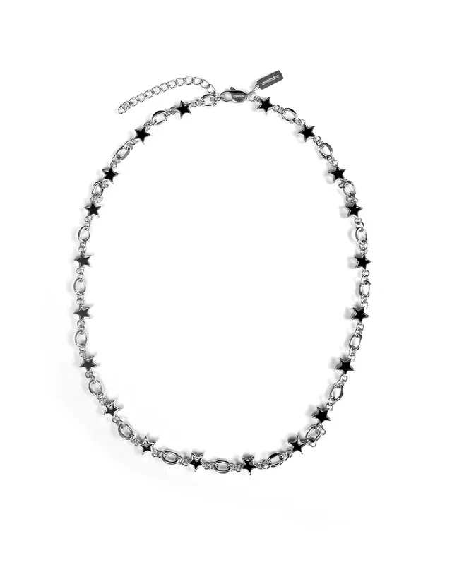 unshinebar-black-galaxy-star-kette-silber-8mm-edelstahl image 1