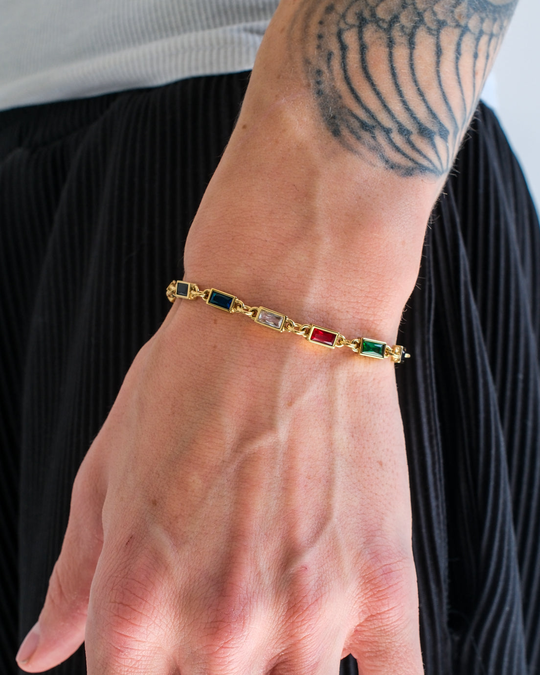 unshinebar-rainbow-armband-gold-bunte-zirkonia-3mm image 3