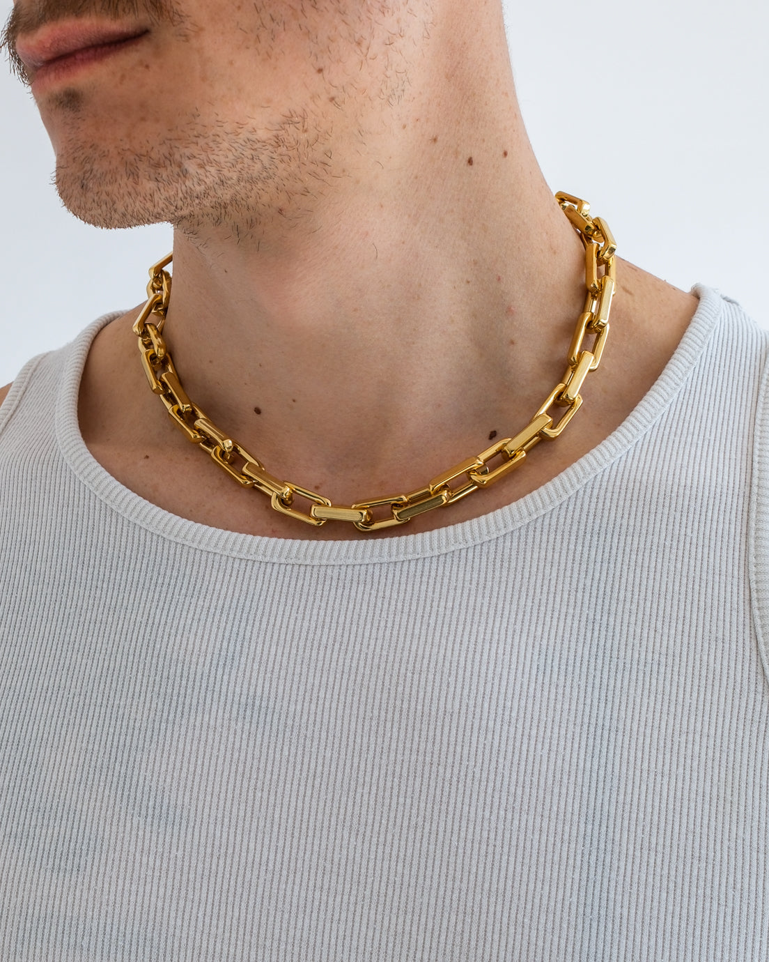 unshinebar-square-choker-kette-gold-45cm-10mm image 2