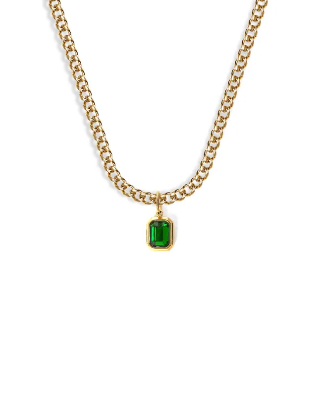 unshinebar-emerald-green-halskette-gold-zirkonia-45cm image 1