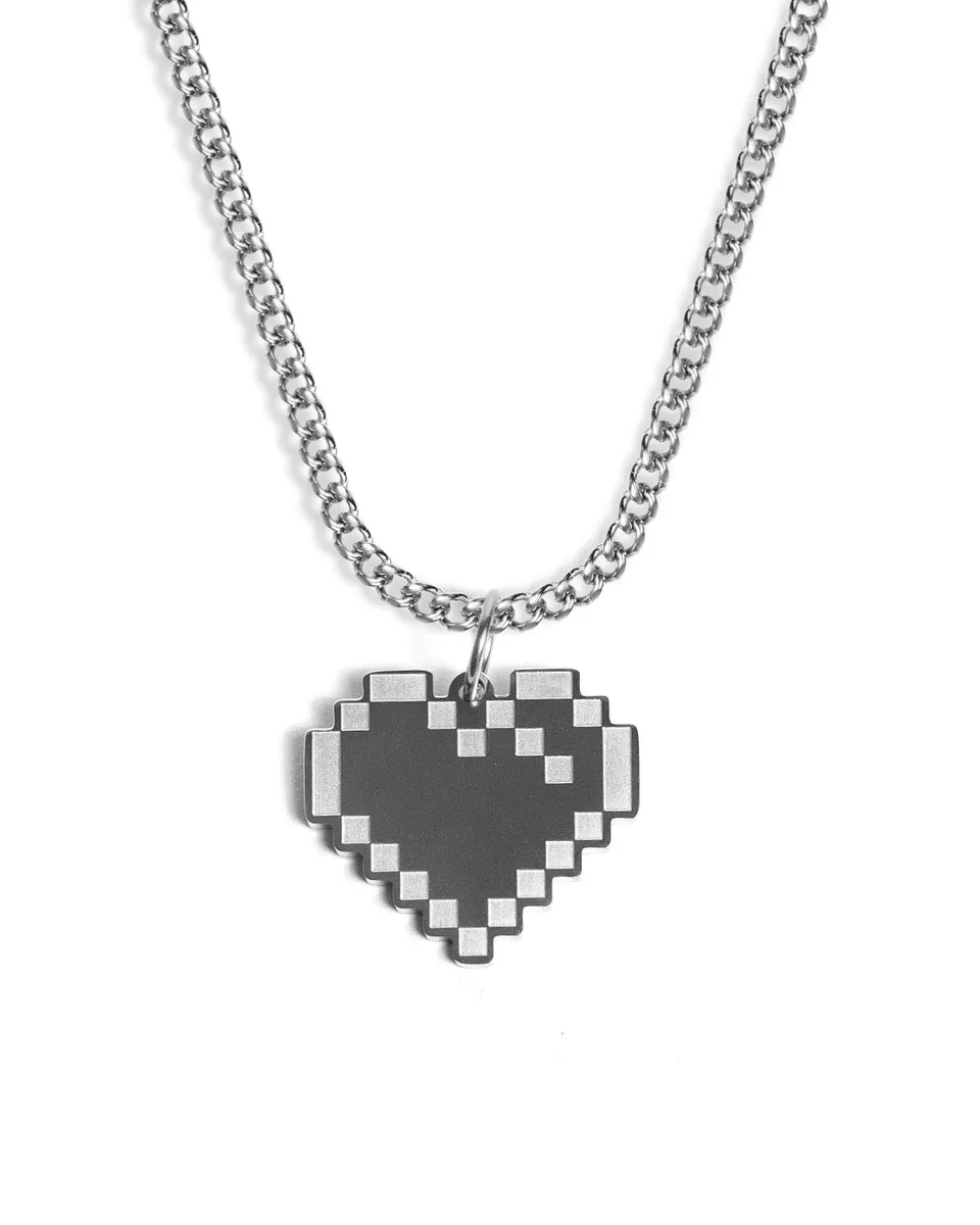 unshinebar-8bit-love-kette-silber-50-55cm-pixelherz image 1