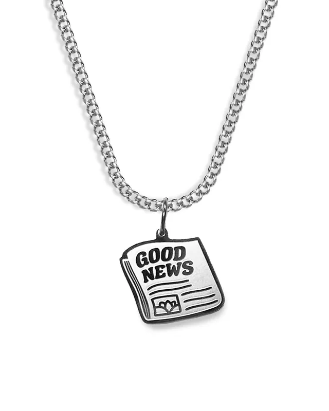 unshinebar-good-news-kette-silber-musik-anh-nger-edelstahl image 1