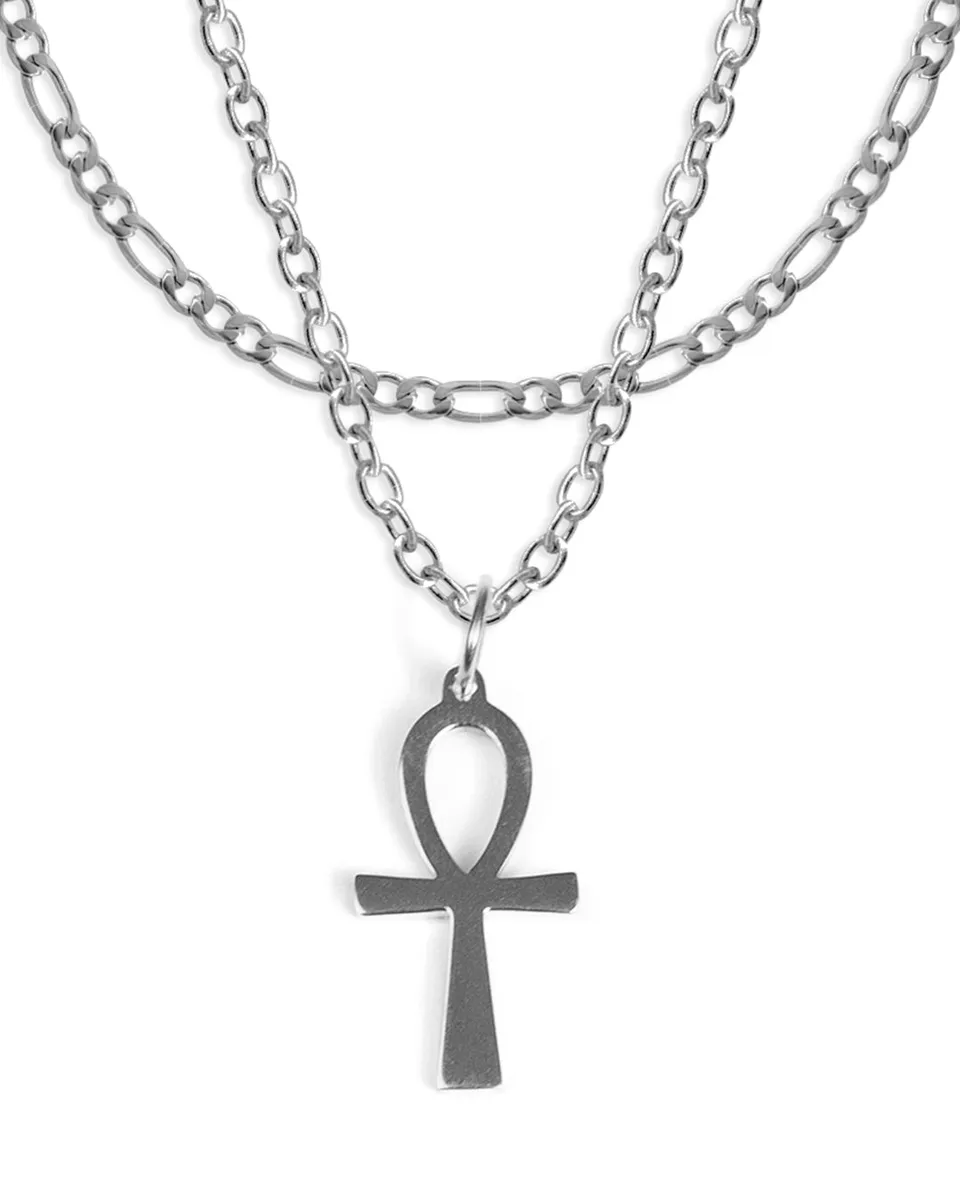 unshinebar-ankh-set-silber-kette-mit-anh-nger-edelstahl image 1