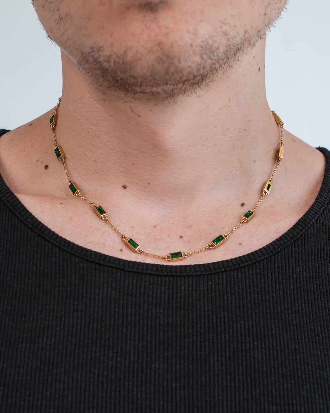 unshinebar-gemstone-chain-green-gold-tennis-kette image 2