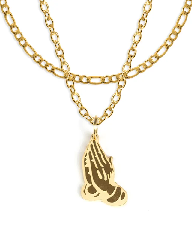 unshinebar-prayer-set-gold-halskette-mit-anh-nger-45cm image 1