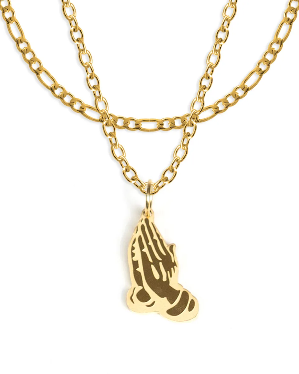 unshinebar-prayer-set-gold-halskette-mit-anh-nger-45cm image 1