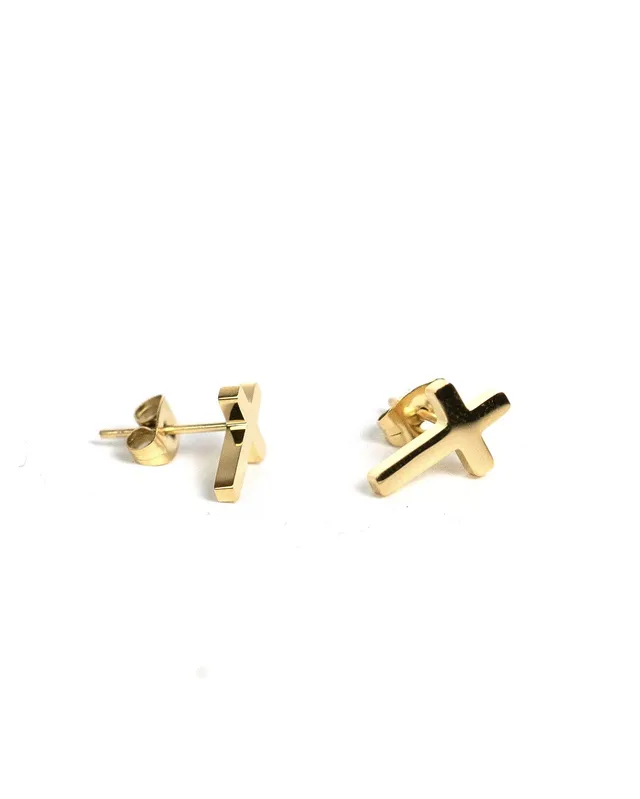 unshinebar-cross-ohrstecker-silber-single-edelstahl image 1
