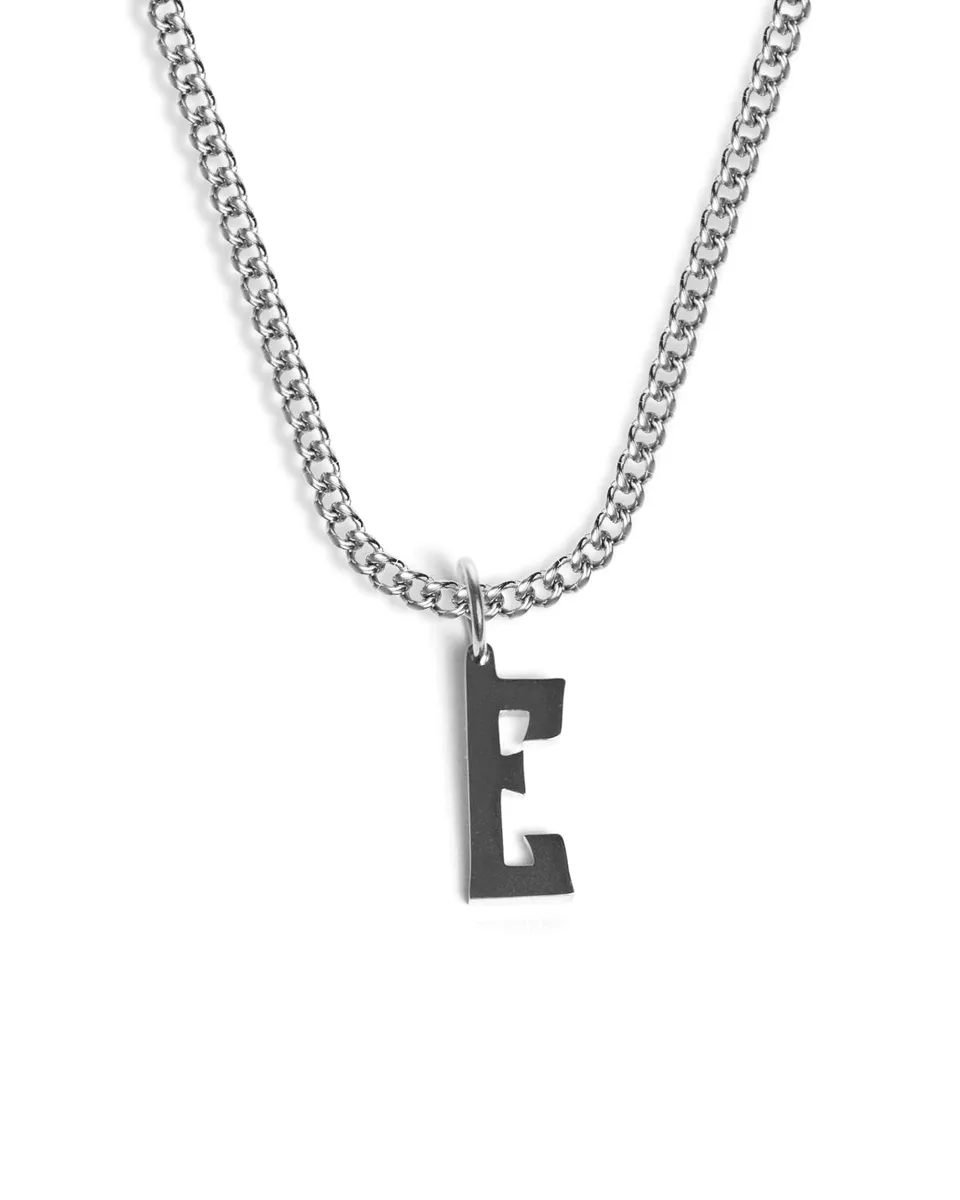 unshinebar-initial-e-halskette-silber-45cm-edelstahl image 1