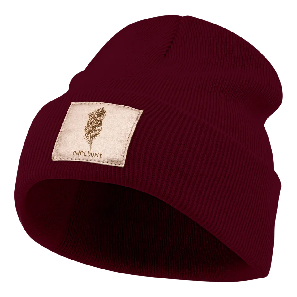 edelbunt-beanies-bern-m-tze-dunkelrot-kupfer image 1