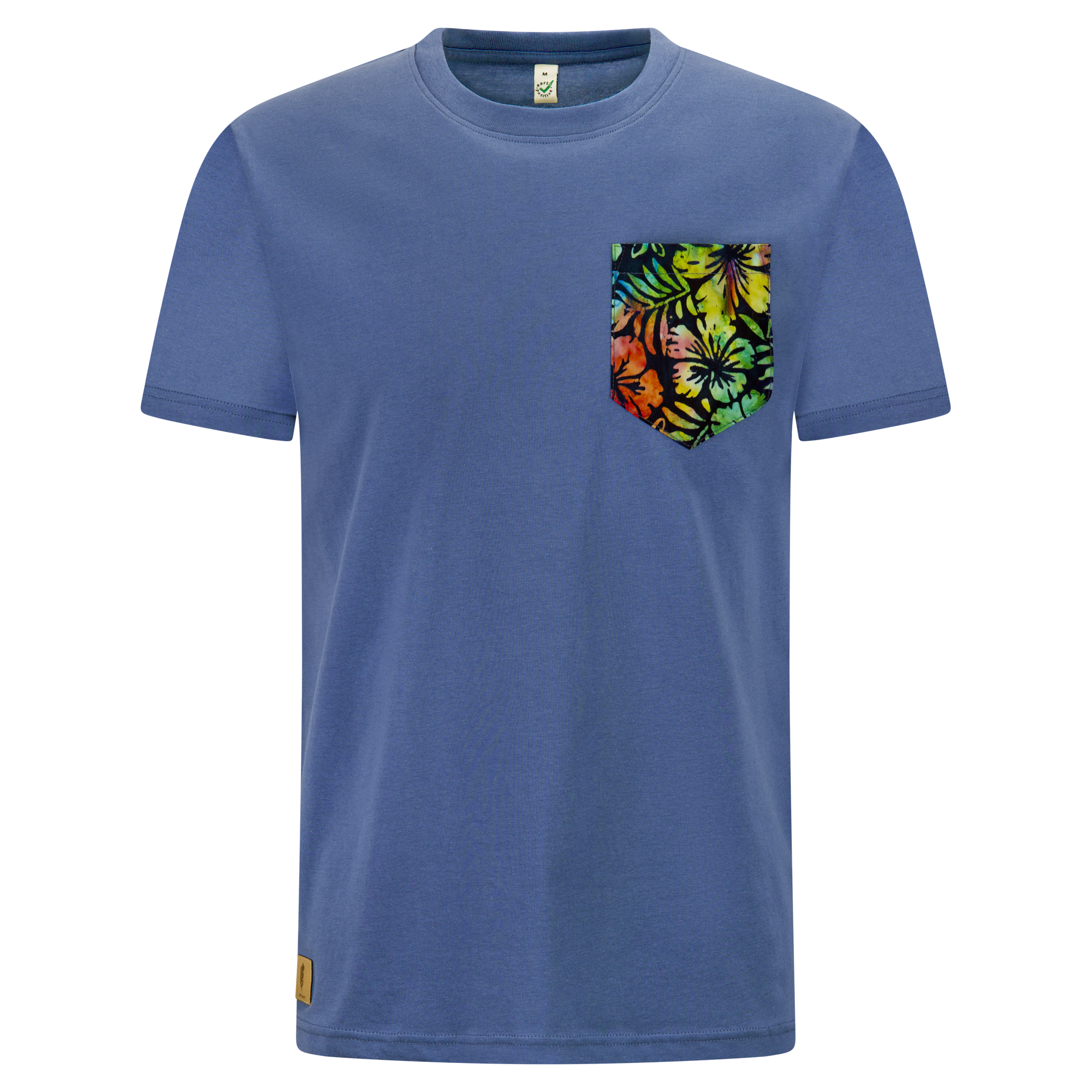 edelbunt-hawaii-t-shirt-herren-blau-biobaumwolle image 1