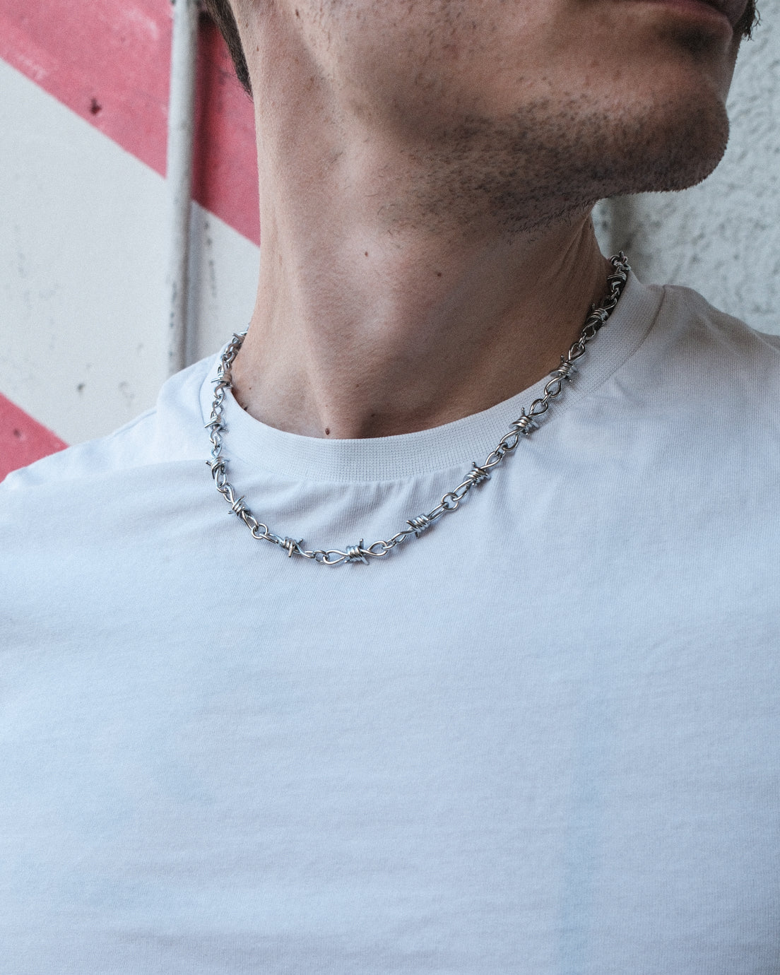 unshinebar-barbed-wire-kette-silber-45-cm-edelstahl image 7
