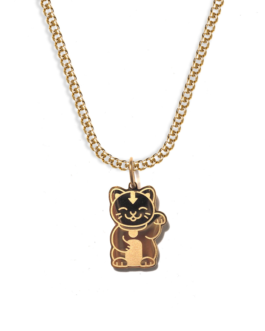 unshinebar-lucky-cat-halskette-gold-45cm-wasserfest image 1