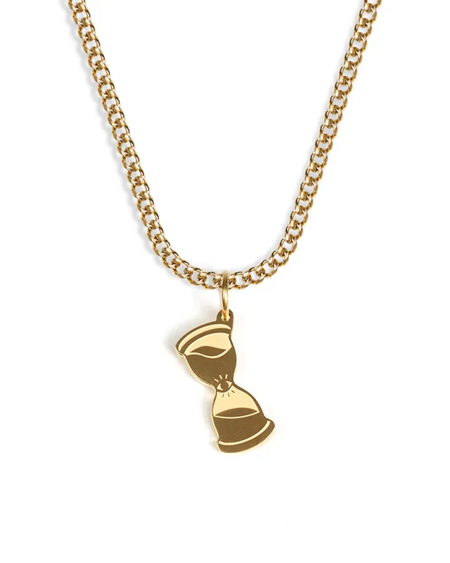 unshinebar-time-kette-gold-mit-sanduhr-anh-nger-hourglass-edelstahl image 1