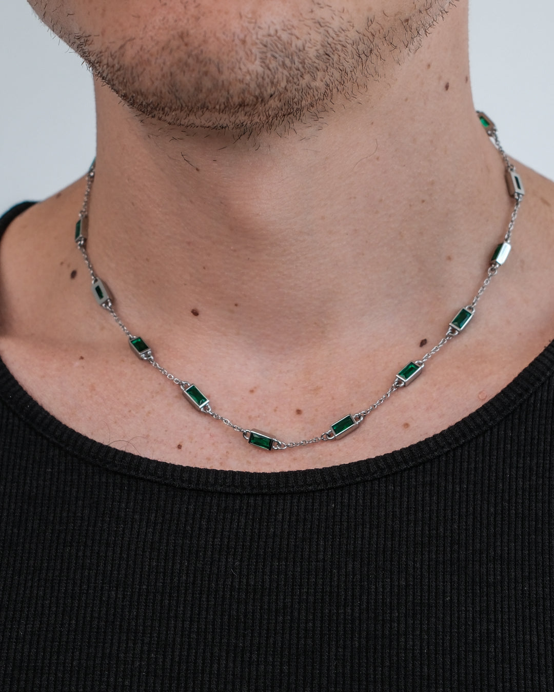 unshinebar-gemstone-tennis-kette-silber-gr-n-zirkonia-45cm image 5