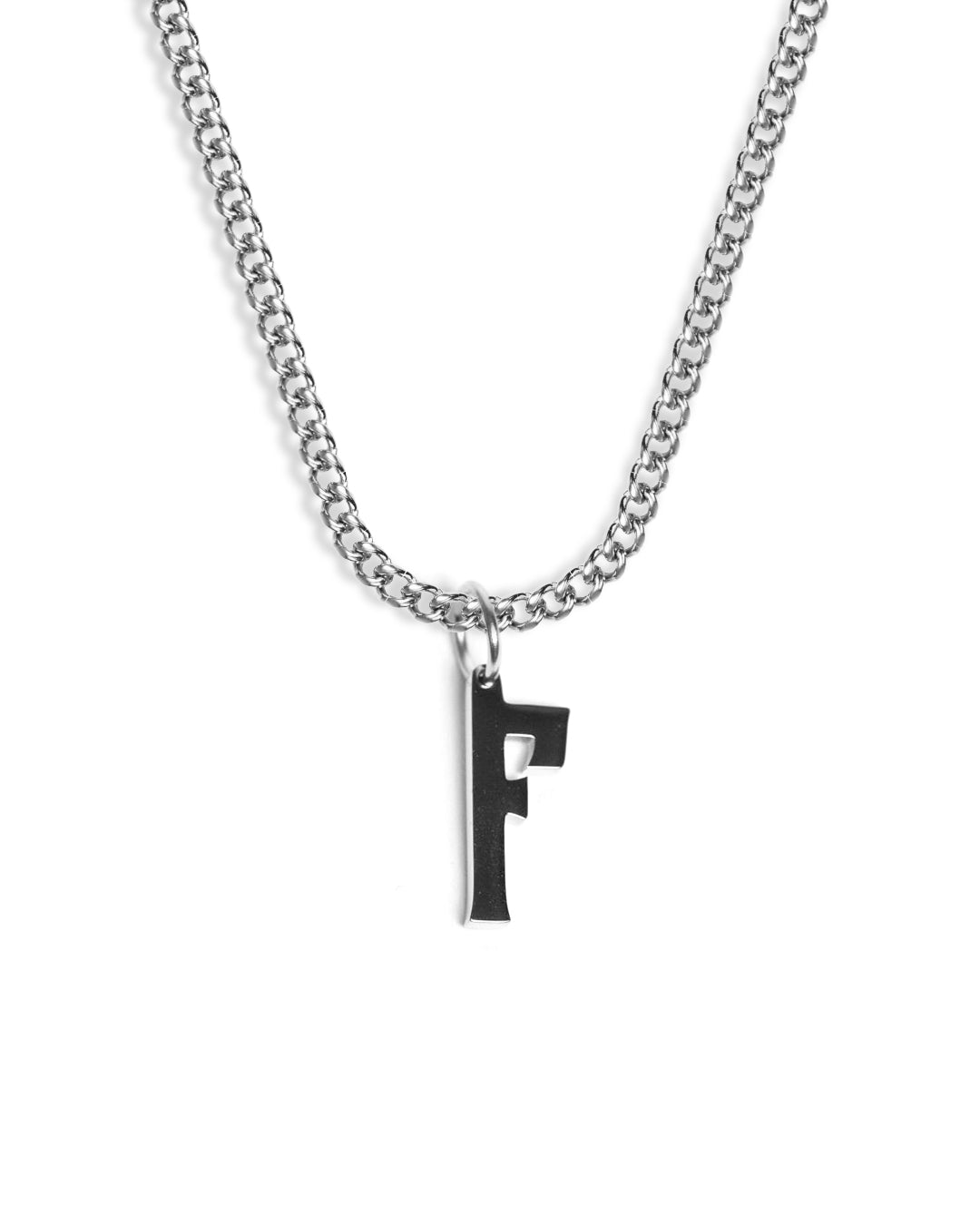 unshinebar-initial-f-halskette-silber-45-cm-edelstahl image 1