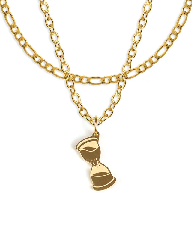 unshinebar-time-set-gold-sanduhr-kette-figaro-45cm image 1