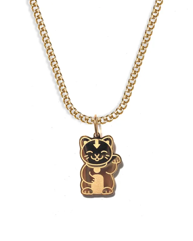 unshinebar-lucky-cat-halskette-gold-45cm-wasserfest image 1