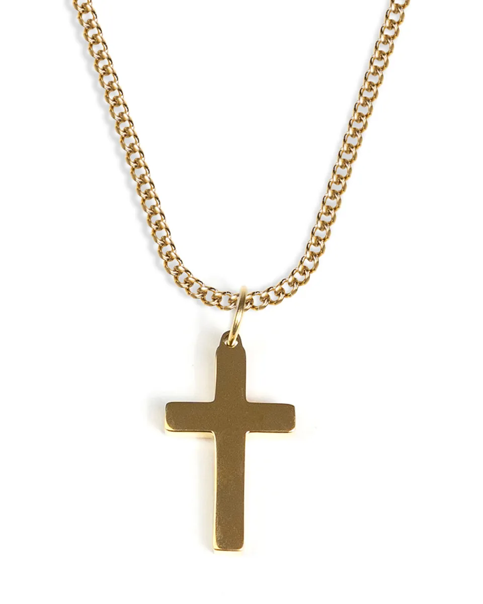 unshinebar-cross-necklace-halskette-gold-45cm-wasserdicht image 1