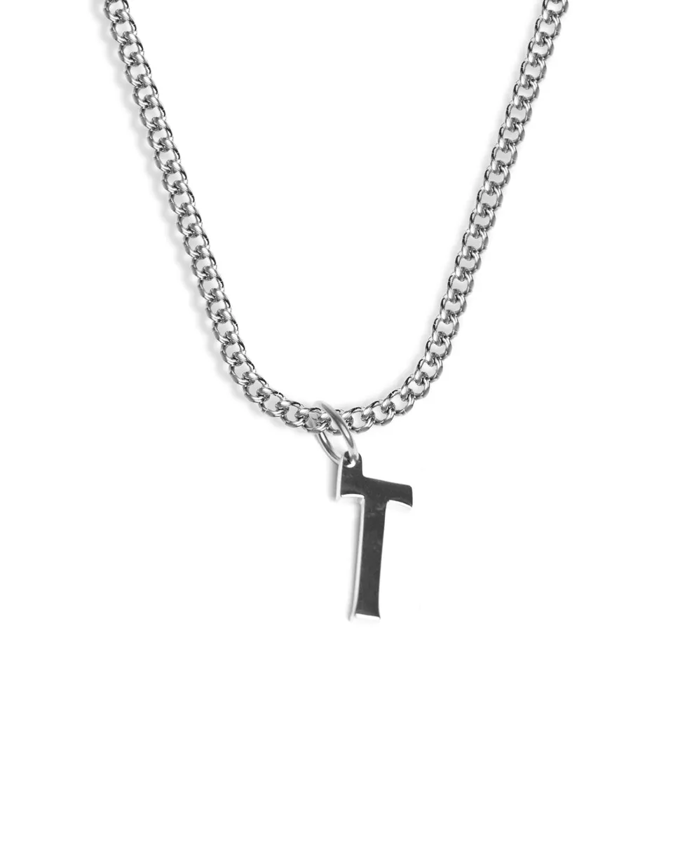 unshinebar-initial-t-halskette-silber-45-cm-edelstahl image 1