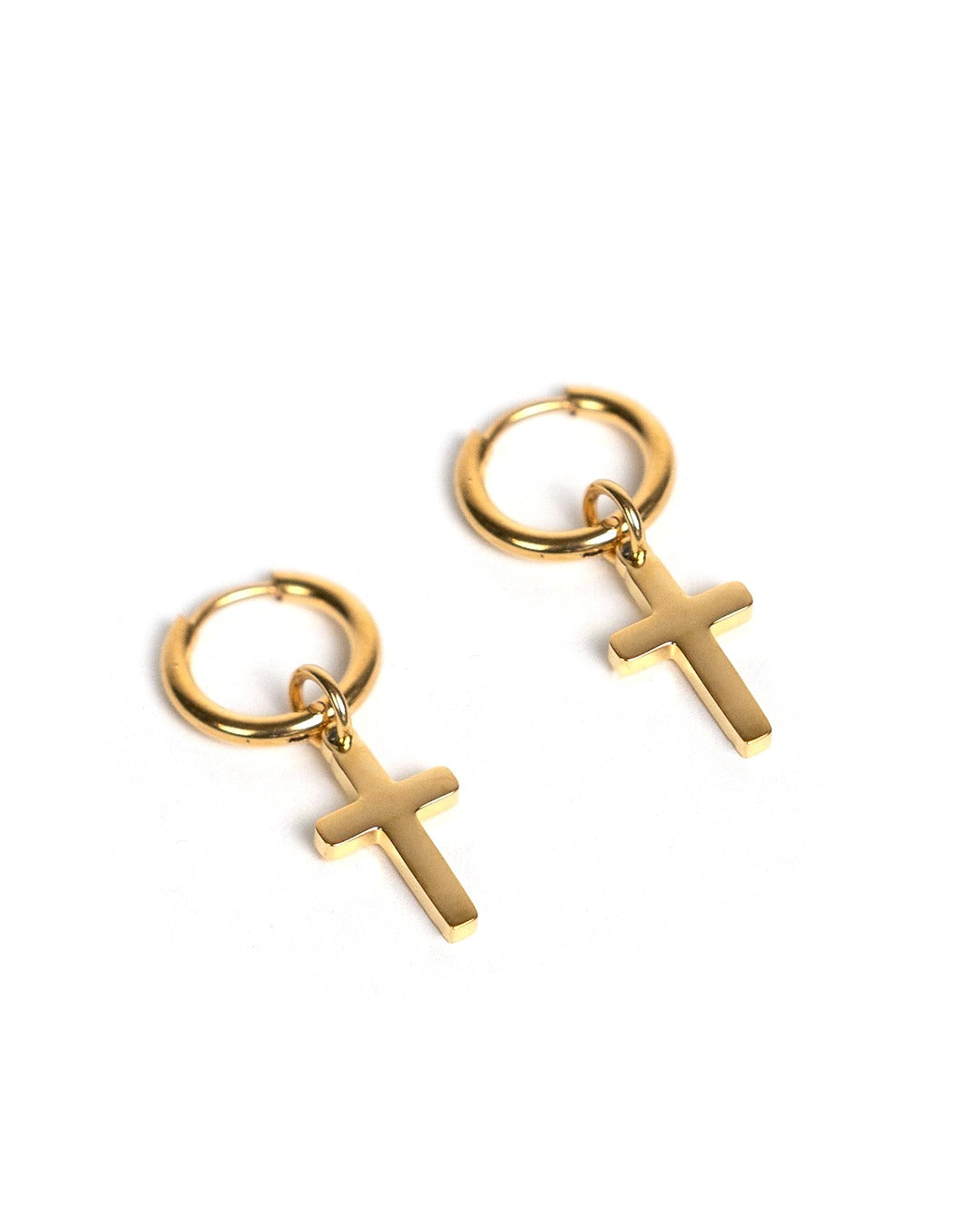 unshinebar-cross-ohrring-silber-single-creole-mit-kreuz image 1