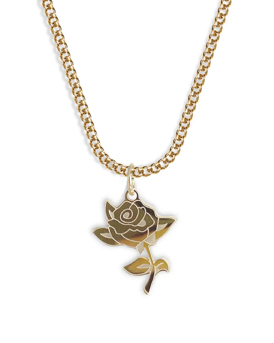 unshinebar-rose-kette-gold-mit-rosen-anh-nger-blume-edelstahl image 1