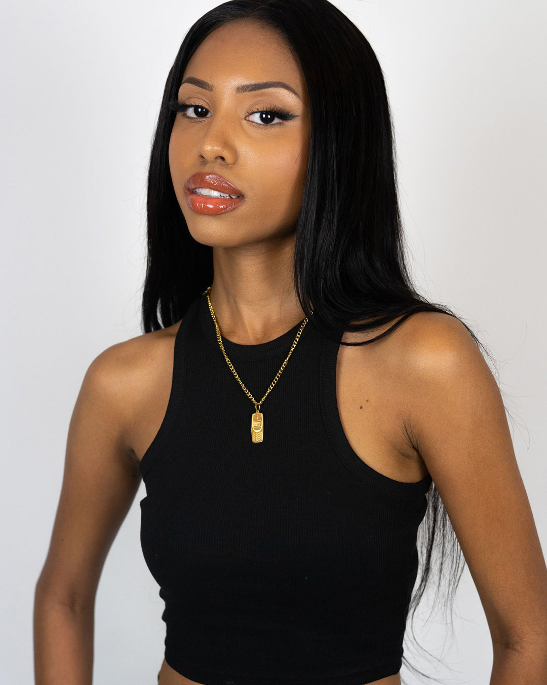 unshinebar-phone-necklace-halskette-gold-45cm-edelstahl image 4