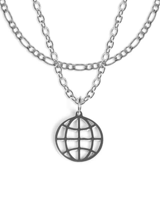 unshinebar-globe-schmuck-set-silber-45cm-edelstahl image 1
