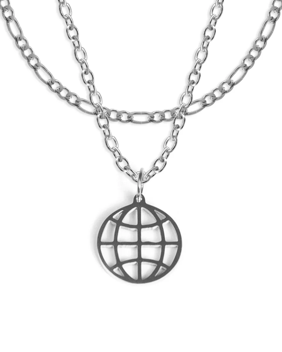unshinebar-globe-schmuck-set-silber-45cm-edelstahl image 1