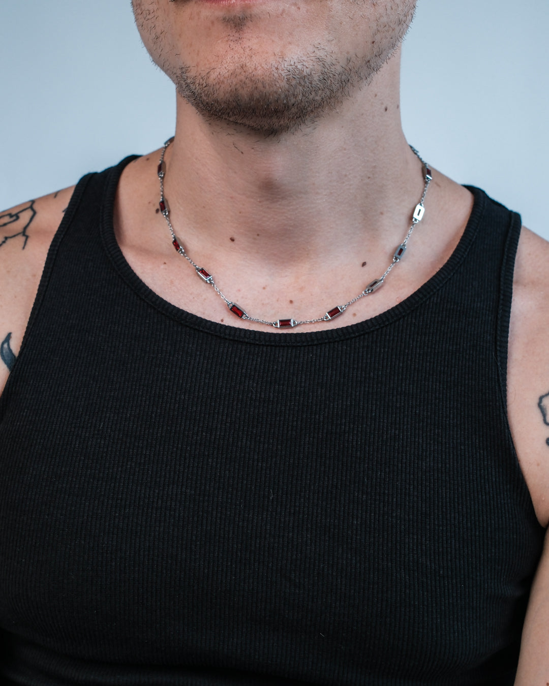 unshinebar-gemstone-chain-silber-tennis-kette-rote-steine image 5