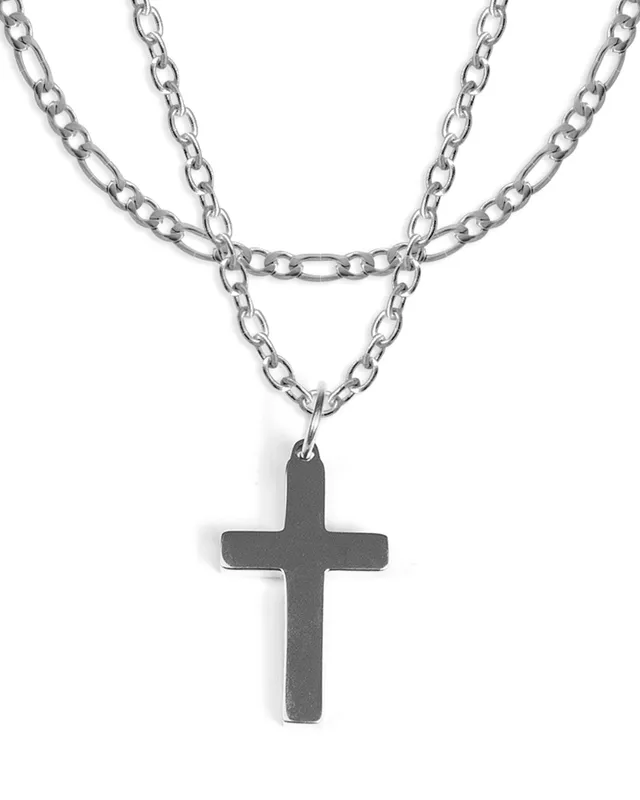 unshinebar-cross-set-silber-kreuz-kette-mit-anh-nger-edelstahl image 1