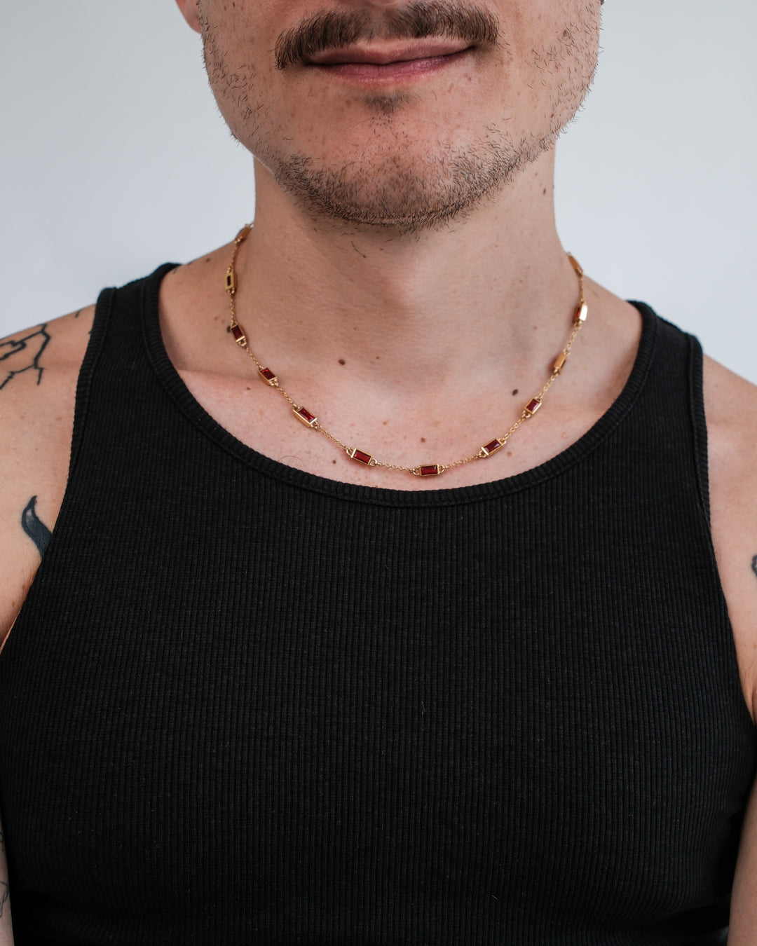 unshinebar-gemstone-tennis-kette-gold-rot-45-5-cm image 5