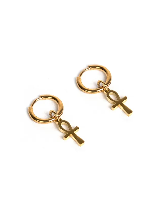 unshinebar-ankh-ohrringe-creolen-gold-paar-edelstahl image 1
