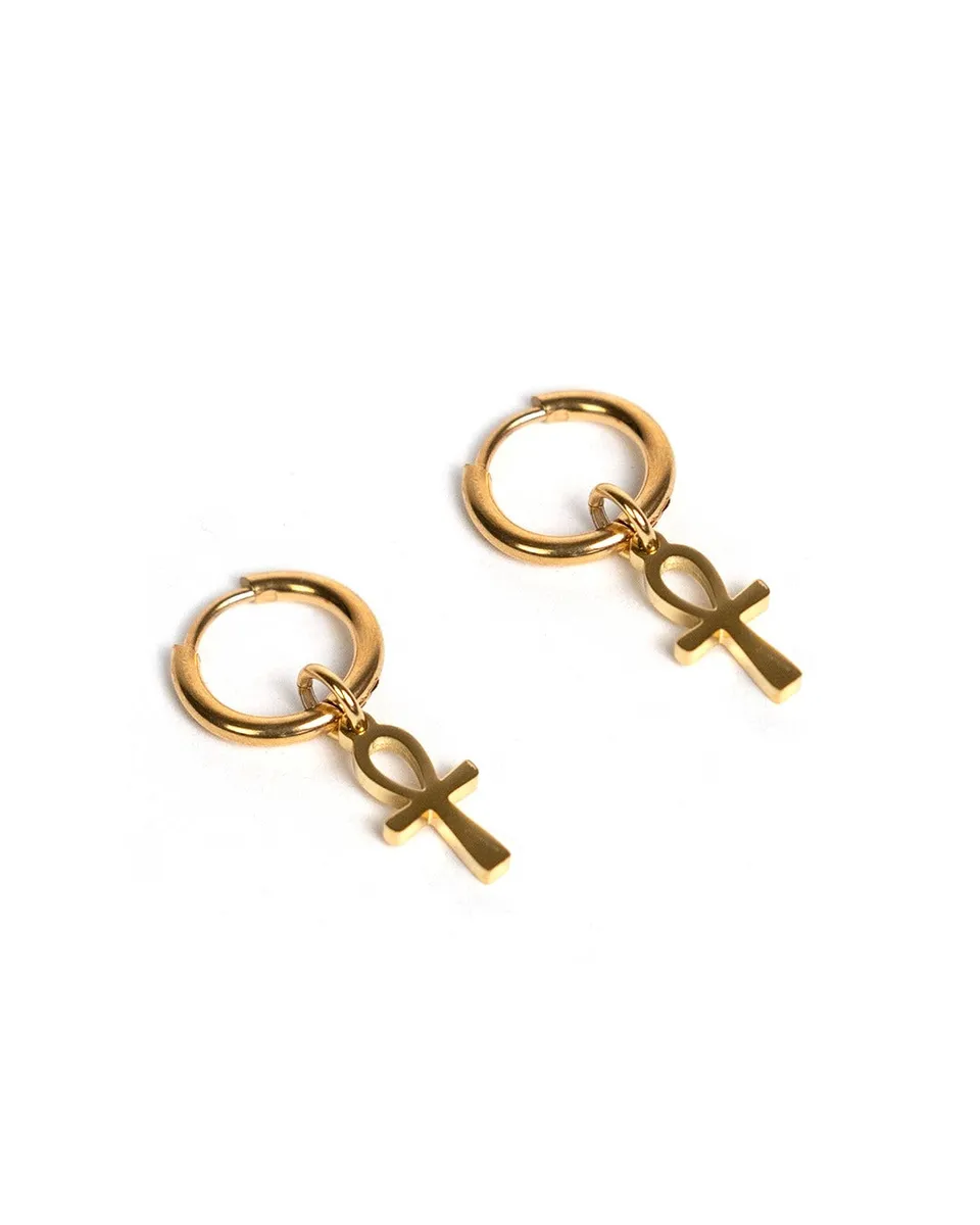 unshinebar-ankh-ohrringe-creolen-gold-paar-edelstahl image 1