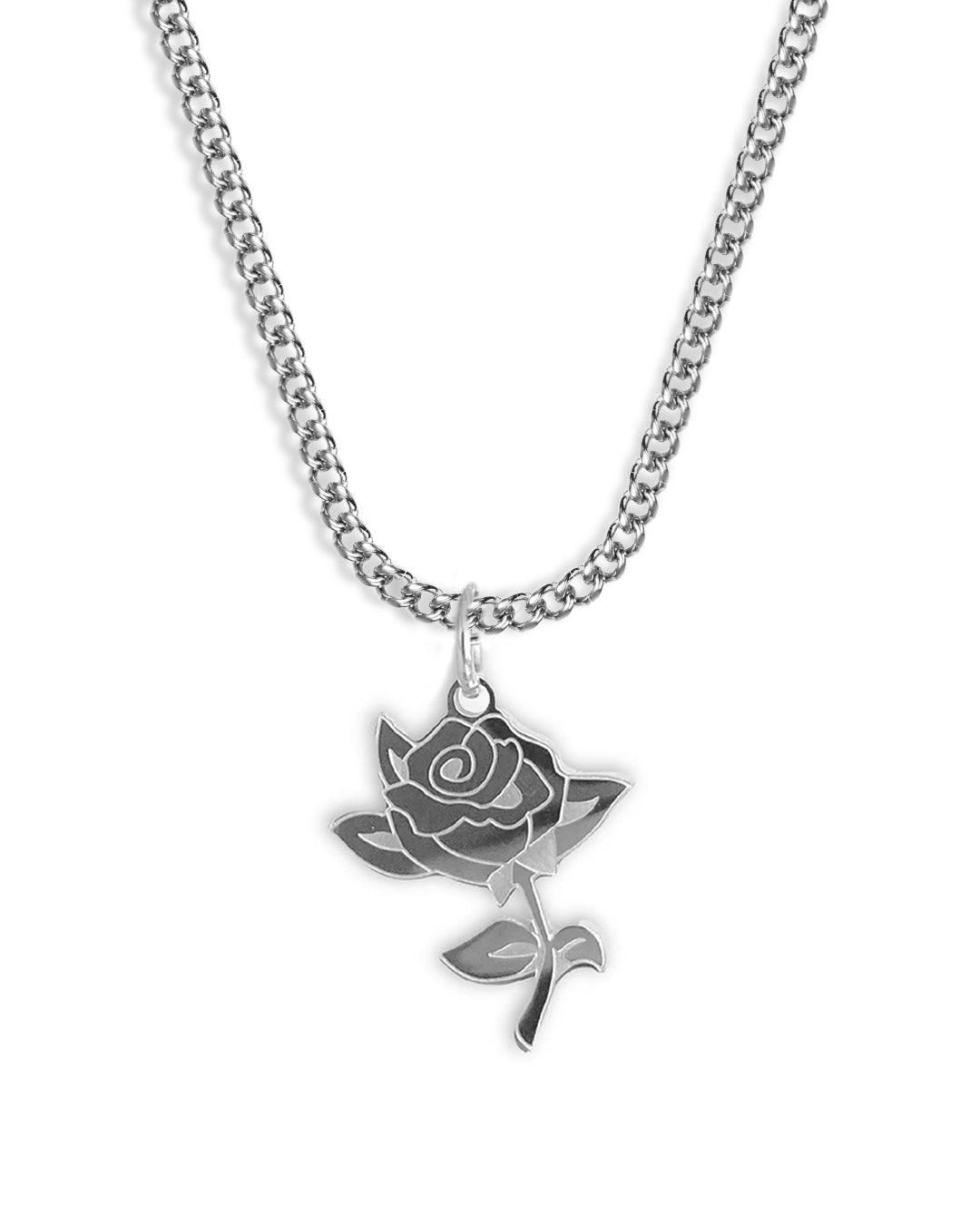 unshinebar-rose-halskette-silber-blume-45cm-edelstahl image 1