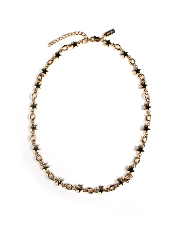 unshinebar-black-galaxy-star-chain-kette-gold-45cm-8mm image 1