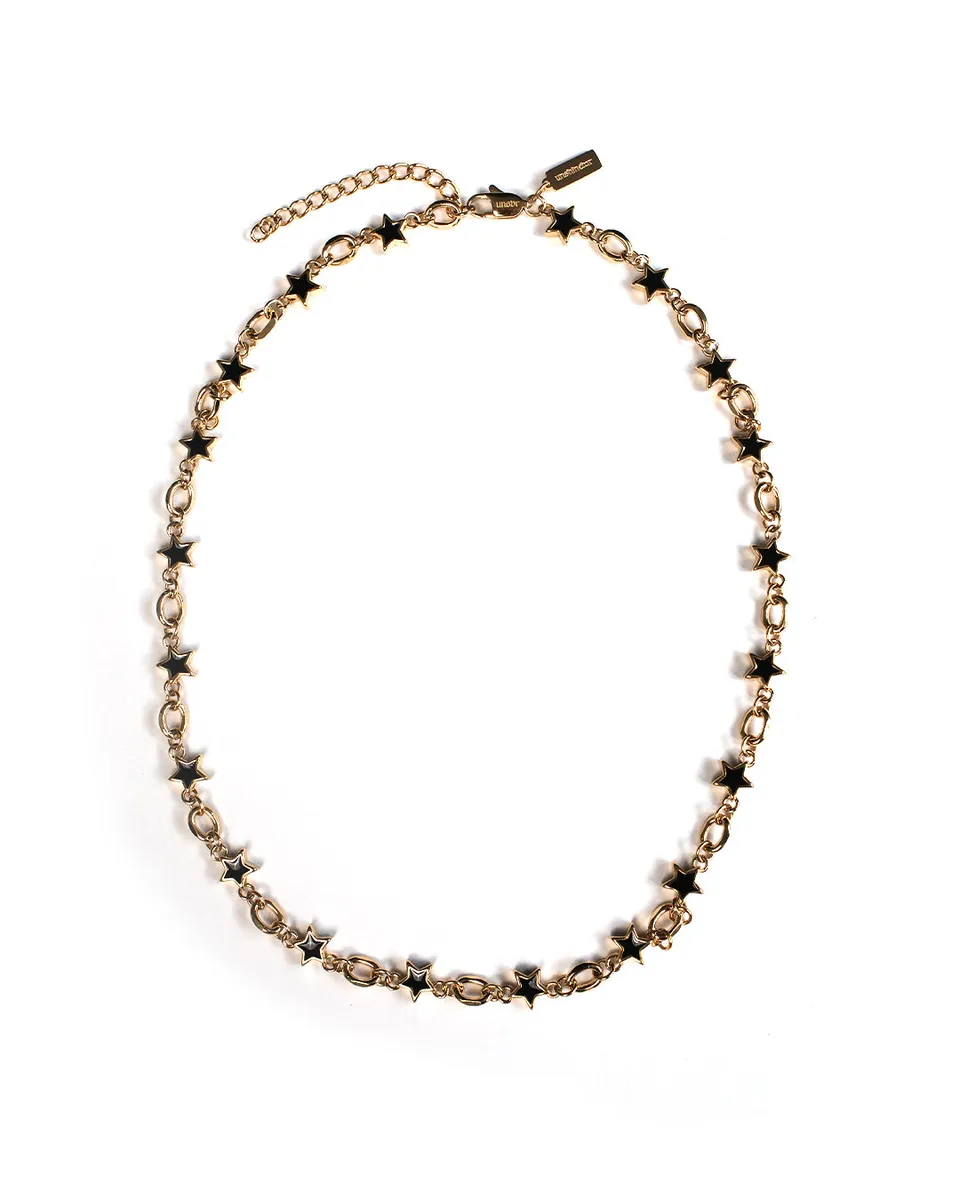 unshinebar-black-galaxy-star-chain-kette-gold-45cm-8mm image 1