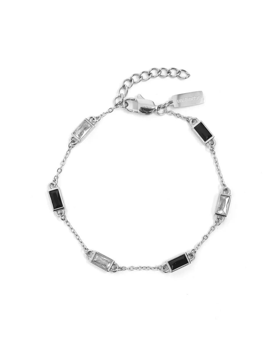 unshinebar-gemstone-armband-schwarz-silber-zirkonia image 1