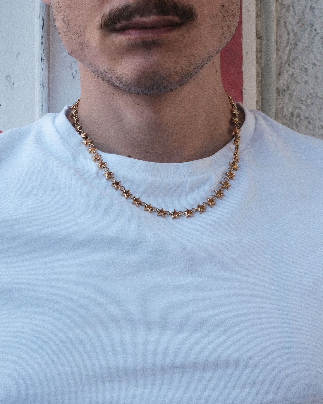 unshinebar-star-chain-halskette-gold-8mm-45cm-edelstahl image 6