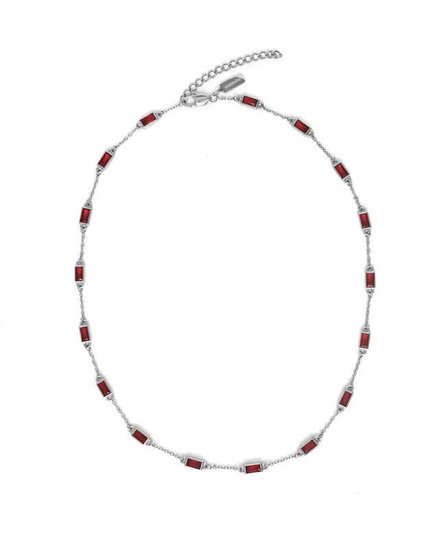 unshinebar-gemstone-chain-silber-tennis-kette-rote-steine image 1