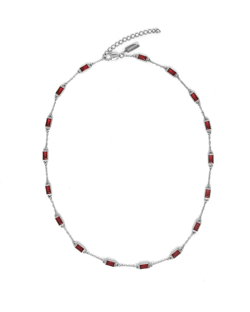 unshinebar-gemstone-chain-silber-tennis-kette-rote-steine image 1