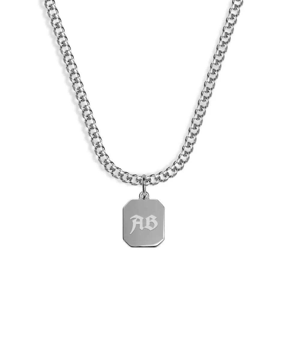 unshinebar-monogram-halskette-silber-gravierbar image 1