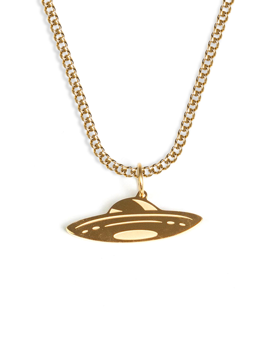 unshinebar-ufo-halskette-gold-alien-edelstahl-wasserfest image 1