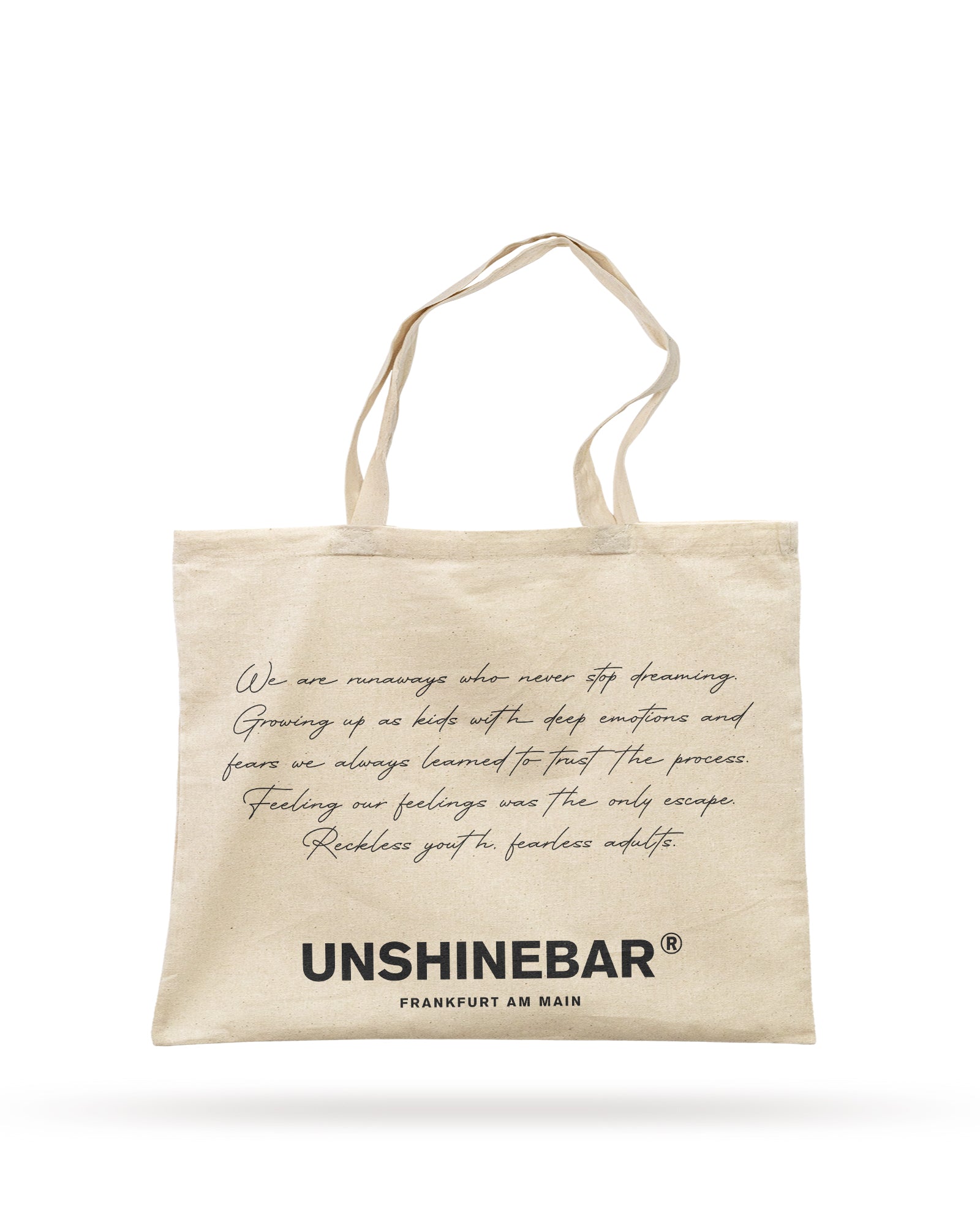 unshinebar-never-stop-dreaming-tote-bag-schwarz-baumwolle image 2