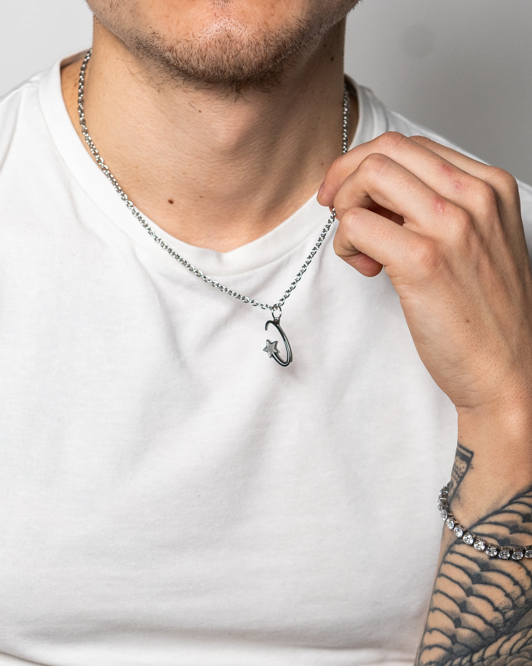 unshinebar-shooting-star-halskette-silber-45-cm-edelstahl image 3
