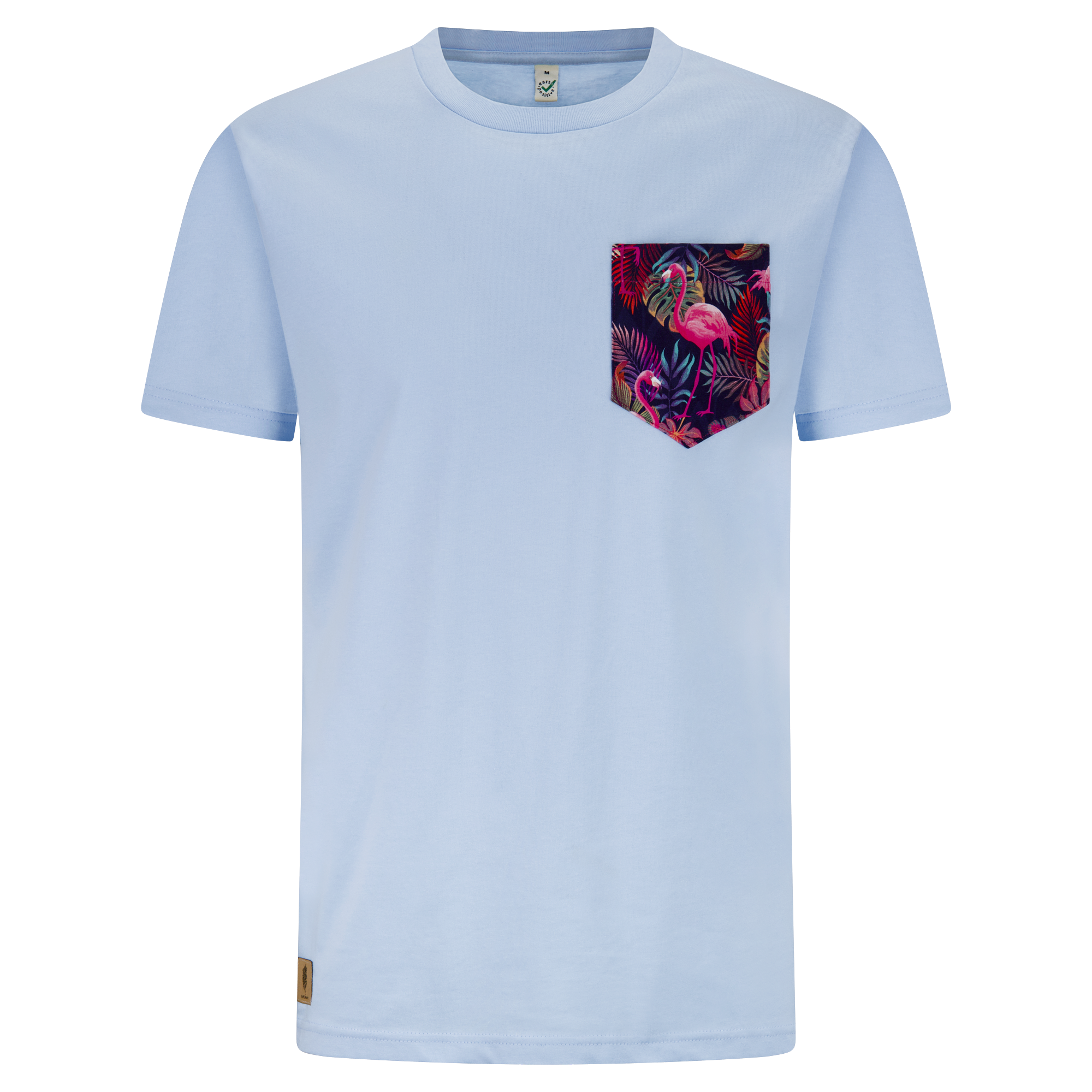 edelbunt-flamingo-hellblau-herren-t-shirt-biobaumwolle image 1