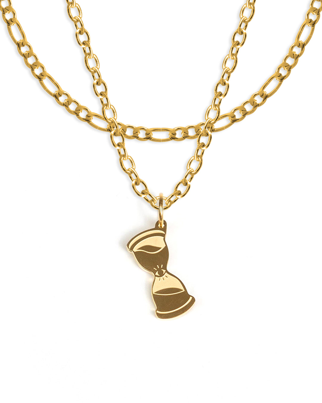 unshinebar-time-set-gold-sanduhr-kette-figaro-45cm image 1